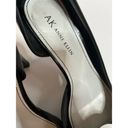 Anne Klein  black 3 1/2" heel pumps with white flower trim Excellent  D'Orsay Photo 3