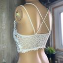 Womens small Floral Lace White Crop top cami bralette knit boho lacey Photo 7