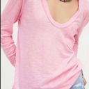 Free People  We The Free Betty Long Sleeve Tee Pink Slouchy Deep Scoop Neckline M Photo 2