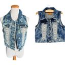 Amethyst Jeans Womens  Cowboy Coture Stonewash Western Chic Denim Jean Vest  Sz L Photo 1