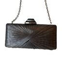 Sondra Roberts  Clutch Pleated Grey Satin Silver Crossbody Chain Jewel Snap Close Photo 0