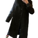 Saks fifth avenue wool fur trim long pea coat Black Size 10 Photo 3