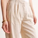 Abercrombie & Fitch Abercrombie Linen-Blend Tailored Wide Leg Pant in Light Beige Photo 4