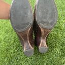 Frye Charlotte chocolate brown leather studded slip on wedge mules 7 Photo 8
