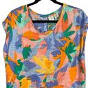 Joie  100% Linen Tropical Print Knit Button Back Top Size XL Photo 6