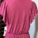 London Times Womens Tiered A Line Dress Pink Stretch V Neck Cap Sleeve M New Photo 4