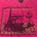 Guess boxy crop top Paris scene pink and black  small Photo 1