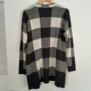 Misia Grey Check Plaid Fall Cardigan Sweater Longline Pockets Academia School Gray Size M Photo 2