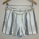 Polo  Ralph Lauren Striped 100% Linen Rope Belt White & Blue Shorts Size 2 Photo 0