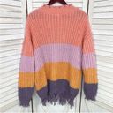 Wishlist  Distressed Color Block Pullover Sweater Medium Large Purple Multi Photo 7