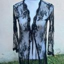 Frederick's of Hollywood Medium black lace tie up long lingerie gown Photo 2