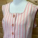 Jantzen  Vintage Pink Striped Button Up Knit Golf Vest 70's Size 16 Photo 1