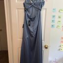 Lulus Pure Elegant Slate Blue Satin Twist Back Maxi Dress Photo 5