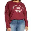 Treasure & Bond  Long Sleeve Graphic Tee In Burgundy- Nyc Photo 0