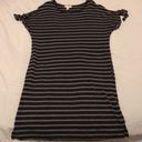 Eliane Rose  Navy and Gray Striped Short Sleeve Dress Size Small Photo 2