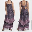 Rococo  Sand Nott Sweetheart Tiered Metallic Purple Paisley Maxi Dress Size S Photo 1