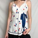 vintage 60s 70s white balloon print ruffle trim cami tank top Photo 1