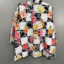 IC by Connie K Jacket Size XXL Floral Print Patchwork Button Mesh Wearable Art Photo 5