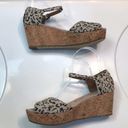 Toms  Women’s Cheetah Print Canvas Platform Cork Wedge Open Toe Sandals Photo 3