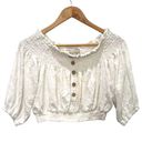 Bardot Vintage Havana Off The Shoulder  Crop Top Cream Small NWT Photo 0