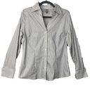 Worthington  Long Sleeve Collared Button Up Striped V Neck Shirt  Size 14 Photo 0