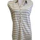 Tommy Bahama  Beige Stripe Linen Cap Sleeve Top Size L Photo 0