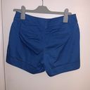 White House | Black Market WHBM indigo high sheen satin shorts cuffed 4 Photo 2