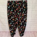 Lane Bryant  casual black floral pull on crop pants side leg ties size 14/16 Photo 4