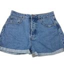 Stradivarius  Blue Cotton Medium Wash High Rise Cuffed Denim Jean Shorts Size 10 Photo 0