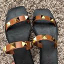 Bamboo Tan Square Toe Studded Sandals Photo 8