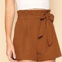 Lush Clothing Lush Caramel 80s Style High Waisted Paperbag Tiewaist Shorts Photo 0