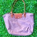 Longchamp  LC 1899 Le Pliage mauve color long handle tote Photo 0