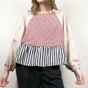 THML Oversized Colorblock Balloon Sleeve Peplum Hem Sweater Photo 0