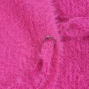 ee:some  Womens Back Tie Sweater Medium Pink Eyelash Faux Fur Ribbed Trim NEW Photo 6