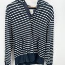 J.Crew Factory Hoodie Women MEDIUM Navy Blue White Striped 100% Cotton Pullover Photo 7