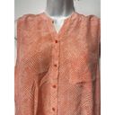 Joie  Silk Tie Front Sleeveless Button Up Edalette Tank Orange size M Photo 2