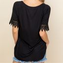 a.gain  Black Plus Size Lace Trimmed Short Sleeve Henley Top 1X 2X 3X Photo 4