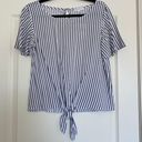 Socialite Tie front Striped Blouse Photo 0