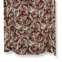 Bobeau Womens Blouse Brown White Paisley Long Sleeve Tie Keyhole Lined L New Photo 3