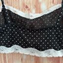 Petra Fashions Vintage  Black Polka Dot White Lace Trim Sheer Bralette Photo 6