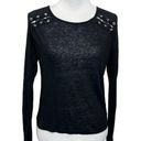 Generation Love  Women Black Long Sleeve Top Lace Up Linen Blouse Size Small S Photo 0