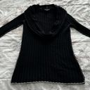 Banana Republic Luxury Cashmere Blend Black Wool Cashmere Deep Cowl Neck Cable Knit Sweater, size S Photo 5