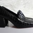 Via Spiga  90s Vintage Black Croc-Embossed Square Toe Leather Heeled Loafers Photo 1