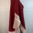 Pink Lily Womens Sweater Size Small burgundy Striped Mock Neck Poncho Pullover Photo 7