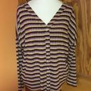 BKE  knit striped button up slouchy top Photo 3