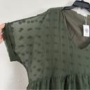 🦋 NWT HBEYYTO Green Polka Dot Sheer Textured Mini Dress Formal Casual XXL Photo 1