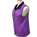 Coldwater Creek  Vest Small Quilted Velvet Silk Reversible Zip up Black Purple Photo 8