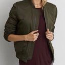 American Eagle  Army Green Nylon Bomber Jacket Photo 0