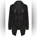 All Saints Black Dahlia Open Sweatshirt Cardigan Zipper Collar Size Small Photo 1