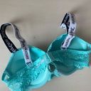 Juicy Couture NWOT  mint teal lace push up bra logo straps Photo 4